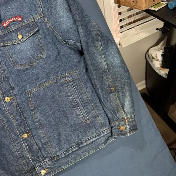 Yellowstone Dutton Ranch Size XL Denim Cowboy Jean Jacket Insulated - Picture 3 of 7